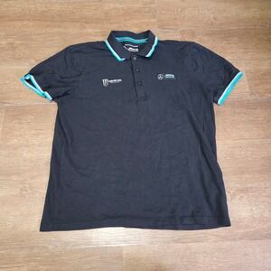 Mercedes AMG Petronas F1 Team Monster Energy Polo Shirt Black Mens Large